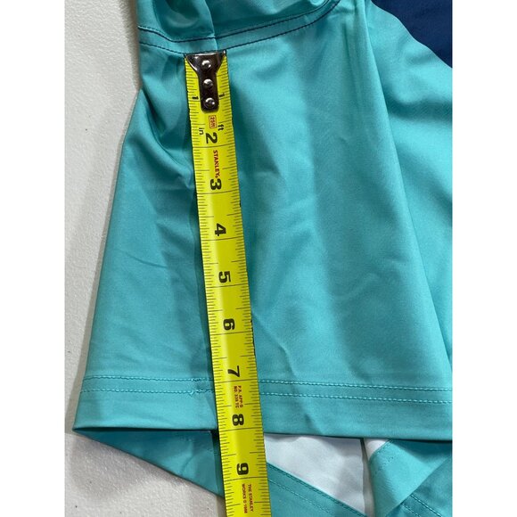 Trinity Coast Mens 3XB Swim Shorts Blue & Aqua Color Block Elastic Waist - Picture 7 of 13